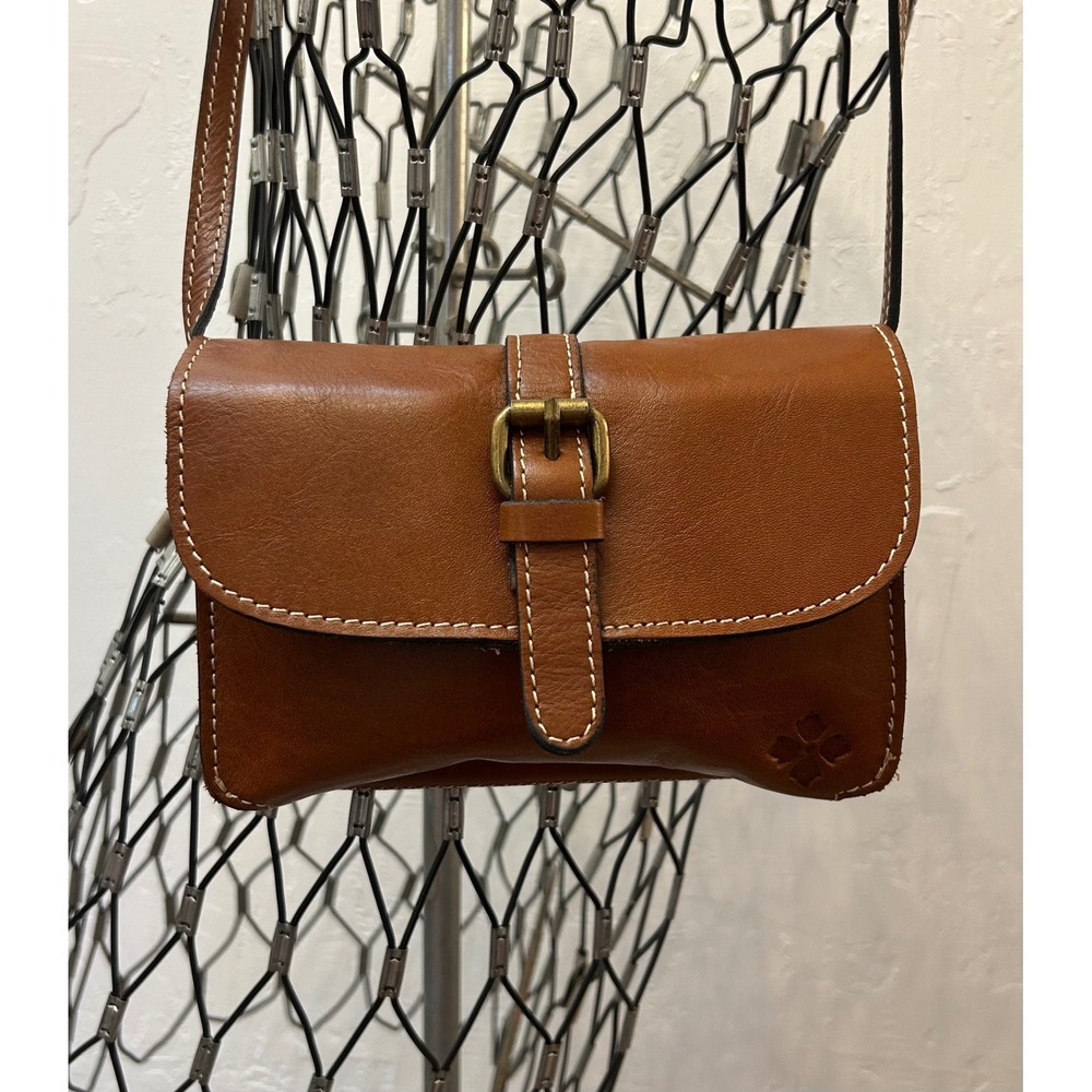 Patricia Nash Tan Leather Crossbody Bag Buckle Flap Small Messenger Tan